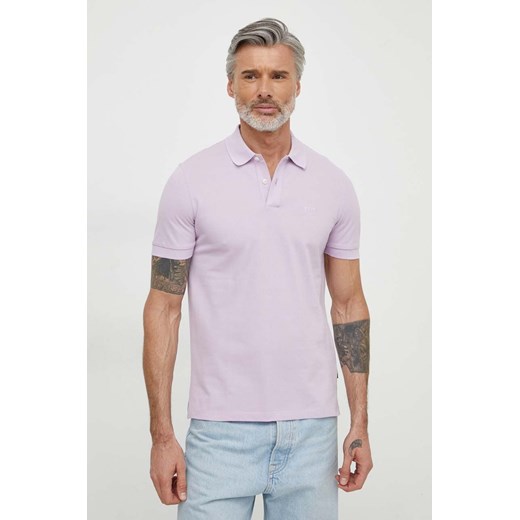 BOSS polo bawełniane kolor fioletowy gładki 50468301 ze sklepu ANSWEAR.com w kategorii T-shirty męskie - zdjęcie 170143585