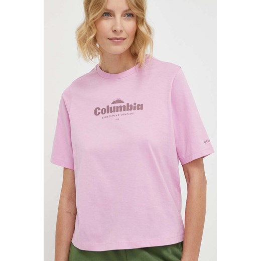 Columbia t-shirt bawełniany North Cascades kolor różowy 1992085 ze sklepu ANSWEAR.com w kategorii Bluzki damskie - zdjęcie 170143615