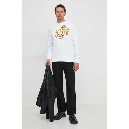 Versace Jeans Couture bluza bawełniana męska kolor biały z nadrukiem 76GAIG01 CF01G ze sklepu ANSWEAR.com w kategorii Bluzy męskie - zdjęcie 170143645