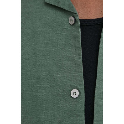 Bruuns Bazaar koszula z domieszką lnu kolor zielony regular Bruuns Bazaar XL ANSWEAR.com