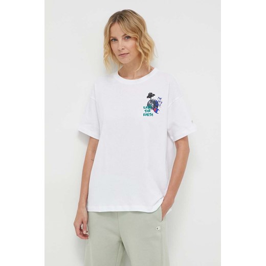 Champion t-shirt bawełniany damski kolor biały 117179 ze sklepu ANSWEAR.com w kategorii Bluzki damskie - zdjęcie 170144009