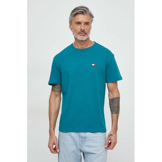 Tommy Jeans t-shirt bawełniany kolor zielony z aplikacją DM0DM17995 ze sklepu ANSWEAR.com w kategorii T-shirty męskie - zdjęcie 170144047