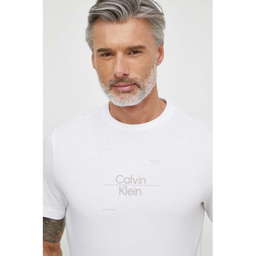 Calvin Klein t-shirt bawełniany męski kolor biały z nadrukiem ze sklepu ANSWEAR.com w kategorii T-shirty męskie - zdjęcie 170144168