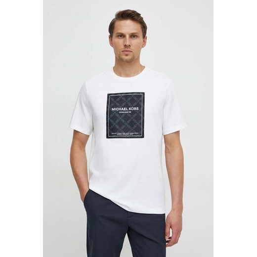 Michael Kors t-shirt bawełniany męski kolor biały z nadrukiem ze sklepu ANSWEAR.com w kategorii T-shirty męskie - zdjęcie 170144176