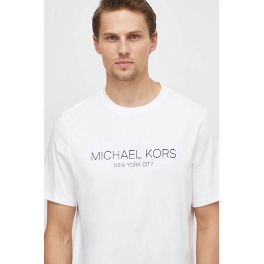 Michael Kors t-shirt bawełniany męski kolor biały z nadrukiem ze sklepu ANSWEAR.com w kategorii T-shirty męskie - zdjęcie 170144186