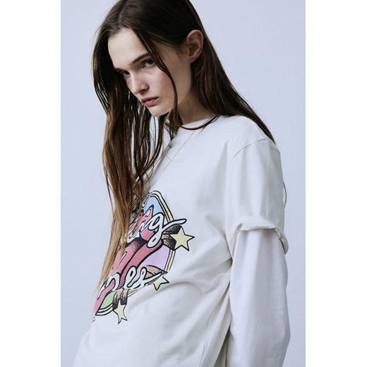 H & M - T-shirt z motywem - Biały ze sklepu H&M w kategorii Bluzki damskie - zdjęcie 170148017