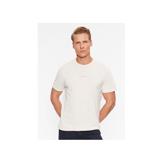 Guess T-Shirt M3BI56 K9RM Écru Slim Fit ze sklepu MODIVO w kategorii T-shirty męskie - zdjęcie 170149078