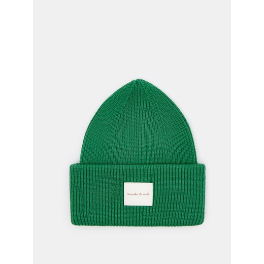 Mohito - Zielona czapka z wiskozą - ciemny zielony Mohito ONE SIZE okazja Mohito