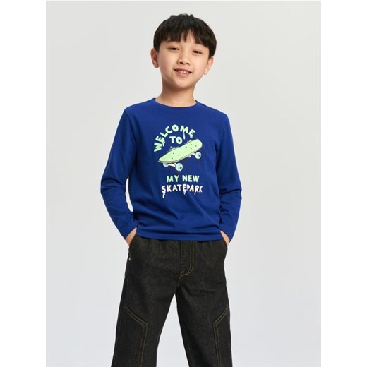 Sinsay - Koszulka z nadrukiem - niebieski ze sklepu Sinsay w kategorii T-shirty chłopięce - zdjęcie 170152826