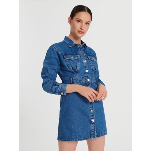 Sinsay - Sukienka mini jeansowa - niebieski ze sklepu Sinsay w kategorii Sukienki - zdjęcie 170152867