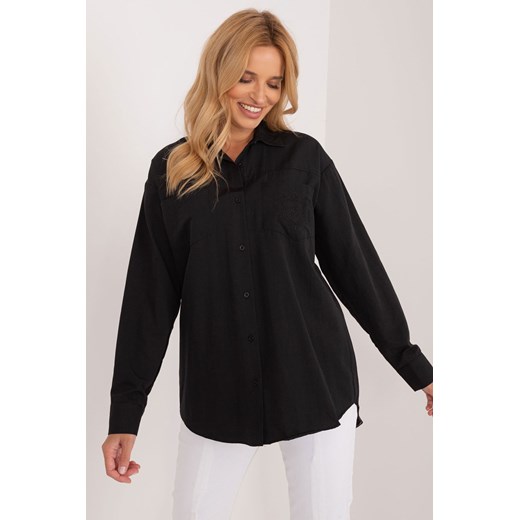 Rozpinana koszula damska z naszywką czarna ze sklepu 5.10.15 w kategorii Koszule damskie - zdjęcie 170154467