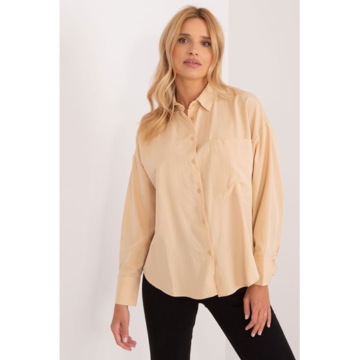 Asymetryczna koszula oversize beżowa ze sklepu 5.10.15 w kategorii Koszule damskie - zdjęcie 170154499