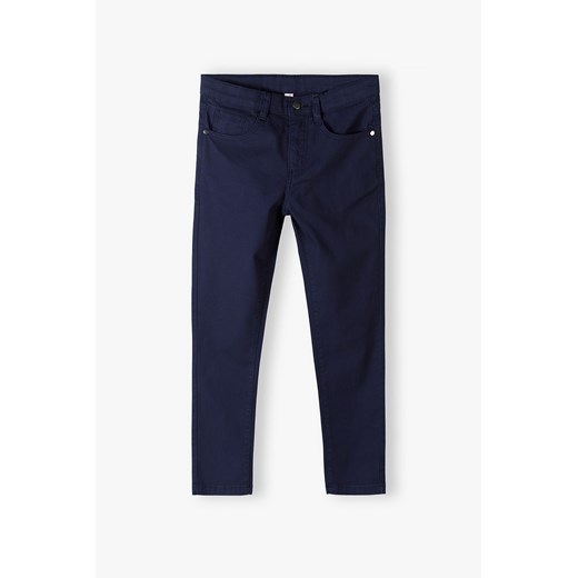 Granatowe eleganckie spodnie dla chłopca - slim - Lincoln&Sharks ze sklepu 5.10.15 w kategorii Spodnie chłopięce - zdjęcie 170154648