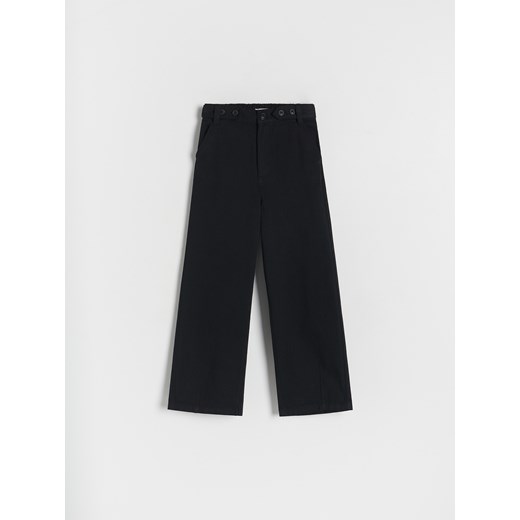 Reserved - Bawełniane spodnie z guzikami - czarny Reserved 152 (11 lat) Reserved
