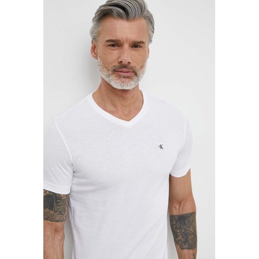 T-shirt męski Calvin Klein biały bawełniany z krótkim rękawem 