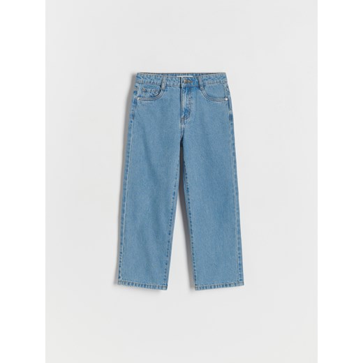 Reserved - Jeansy straight z przetarciami - niebieski ze sklepu Reserved w kategorii Spodnie dziewczęce - zdjęcie 170176168