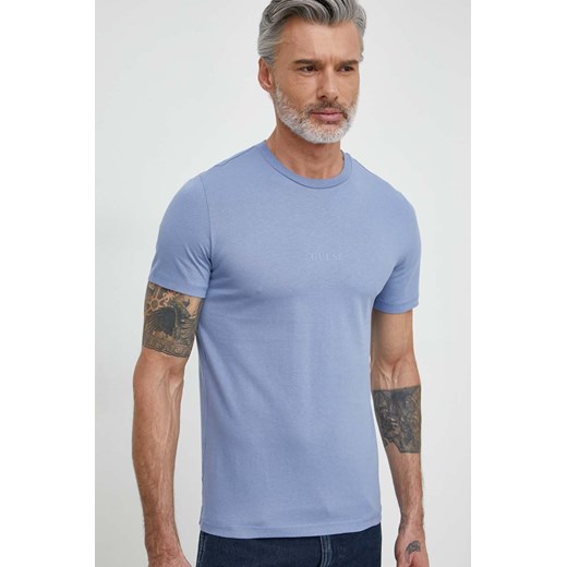 Guess t-shirt bawełniany AIDY kolor niebieski z aplikacją M2YI72 I3Z14 ze sklepu ANSWEAR.com w kategorii T-shirty męskie - zdjęcie 170206189