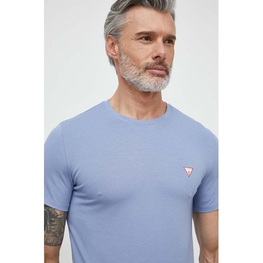Guess t-shirt męski kolor niebieski gładki M2YI24 J1314 ze sklepu ANSWEAR.com w kategorii T-shirty męskie - zdjęcie 170206205