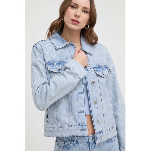 Karl Lagerfeld kurtka jeansowa damska kolor niebieski przejściowa ze sklepu ANSWEAR.com w kategorii Kurtki damskie - zdjęcie 170206408
