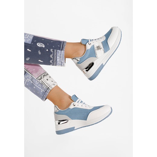 Niebieski sneakersy na koturnie Gisela ze sklepu Zapatos w kategorii Buty sportowe damskie - zdjęcie 170208238