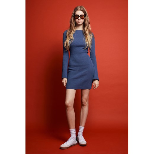 H & M - Sukienka bodycon z dzianiny w prążki - Niebieski H & M XL H&M