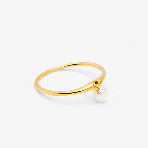 pierścionek z perełką srebrny pozłacany ze sklepu ANIA KRUK w kategorii Pierścionki - zdjęcie 170213065