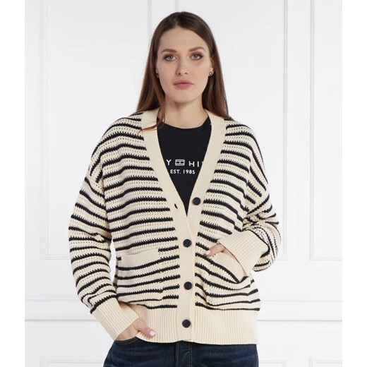 Sweter damski Tommy Hilfiger beżowy z dekoltem w serek