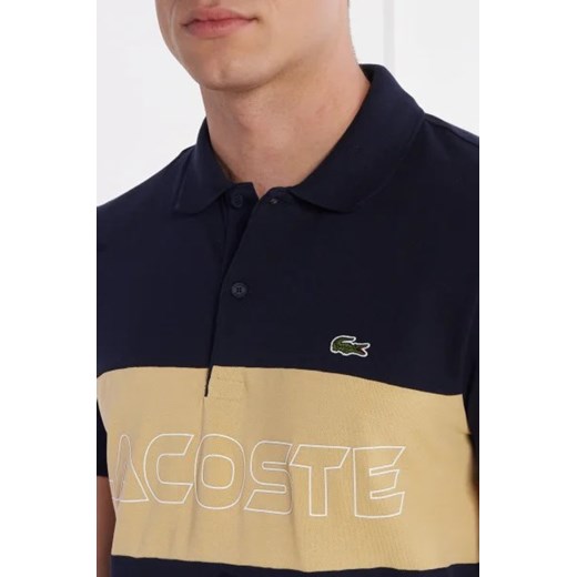 T-shirt męski Lacoste z napisami z elastanu z krótkimi rękawami