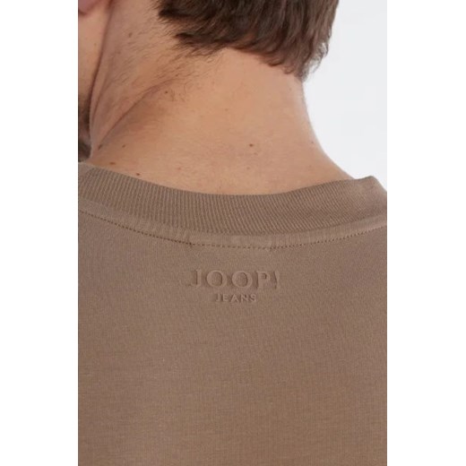 Brązowy t-shirt męski Joop! z elastanu z krótkimi rękawami 