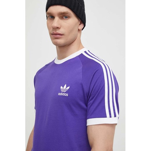 adidas Originals t-shirt bawełniany 3-Stripes Tee męski kolor fioletowy z aplikacją IM9394 ze sklepu ANSWEAR.com w kategorii T-shirty męskie - zdjęcie 170215845