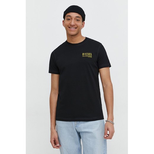 Diesel t-shirt bawełniany męski kolor czarny z nadrukiem ze sklepu ANSWEAR.com w kategorii T-shirty męskie - zdjęcie 170216016