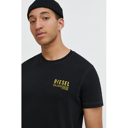 Diesel t-shirt bawełniany męski kolor czarny z nadrukiem Diesel XXL ANSWEAR.com
