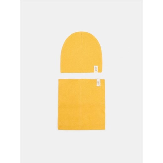 Sinsay - Komplet: czapka i komin - żółty Sinsay S Sinsay