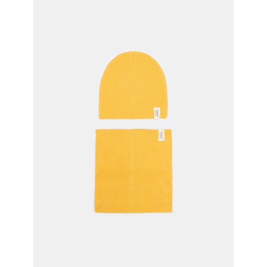 Sinsay - Komplet: czapka i komin - żółty Sinsay S Sinsay