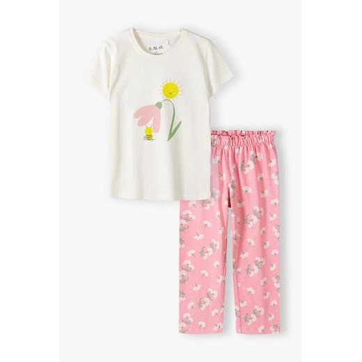 Dzianinowa piżama dziewczęca w kwiatki - 5.10.15. ze sklepu 5.10.15 w kategorii Piżamy dziecięce - zdjęcie 170218058