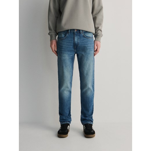Reserved - Jeansy slim z efektem sprania - indigo jeans Reserved 29 Reserved