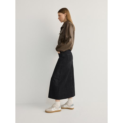 Reserved - Jeansowa spódnica midi - szary Reserved S Reserved