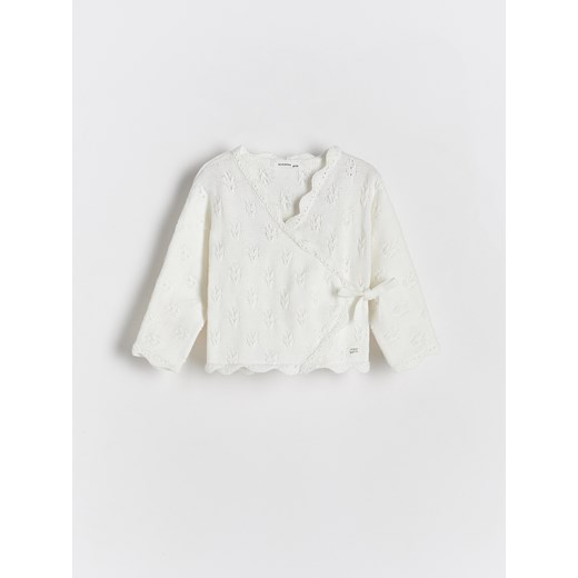 Reserved - Kardigan z kopertowym zapięciem - złamana biel ze sklepu Reserved w kategorii Kaftaniki i bluzki - zdjęcie 170219805
