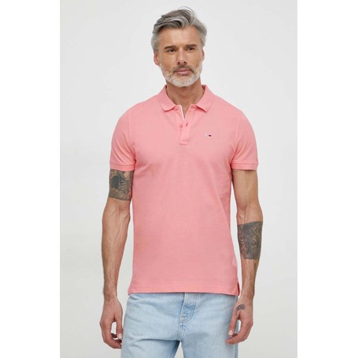 Tommy Jeans polo bawełniane kolor różowy DM0DM18312 ze sklepu ANSWEAR.com w kategorii T-shirty męskie - zdjęcie 170222947