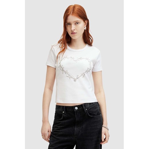 AllSaints t-shirt bawełniany PERTA damski kolor biały ze sklepu ANSWEAR.com w kategorii Bluzki damskie - zdjęcie 170223086