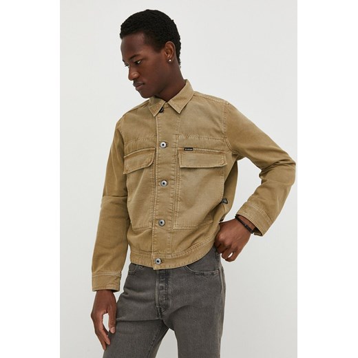G-Star Raw kurtka jeansowa męska kolor beżowy przejściowa ze sklepu ANSWEAR.com w kategorii Kurtki męskie - zdjęcie 170226035