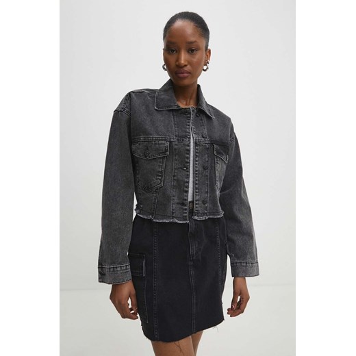 Answear Lab kurtka jeansowa damska kolor czarny przejściowa oversize ze sklepu ANSWEAR.com w kategorii Kurtki damskie - zdjęcie 170226189