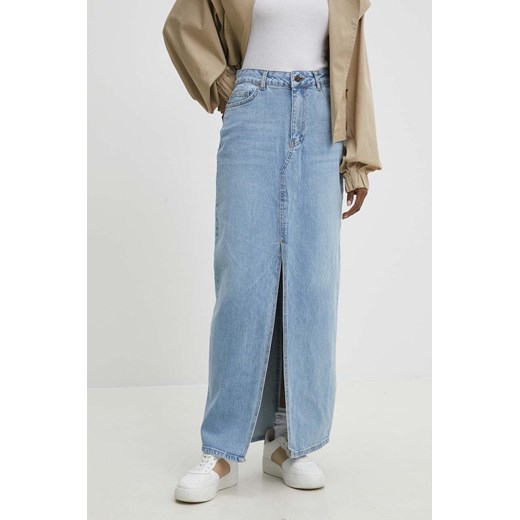Answear Lab spódnica jeansowa kolor niebieski maxi prosta ze sklepu ANSWEAR.com w kategorii Spódnice - zdjęcie 170226309