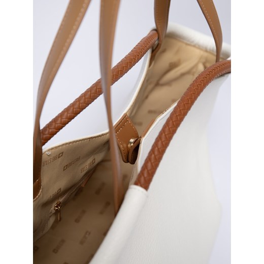 Shopper bag BIG STAR ze skóry biała na ramię duża 