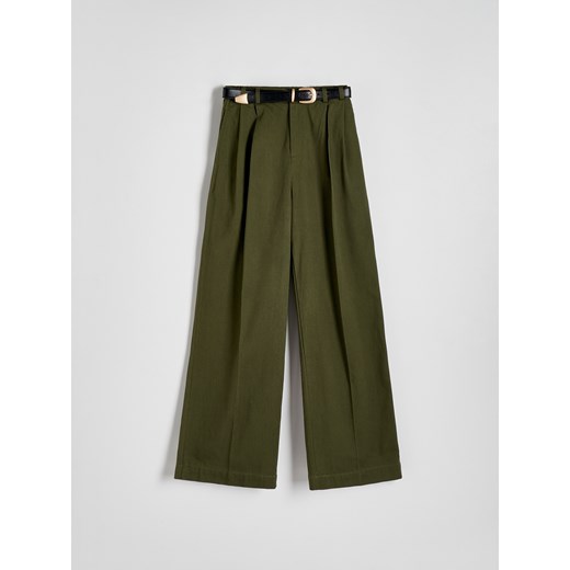 Reserved - Spodnie z szerokimi nogawkami - zielony Reserved L Reserved