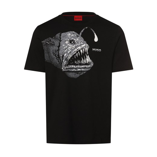 HUGO Koszulka męska - Dibeach Mężczyźni Bawełna czarny nadruk ze sklepu vangraaf w kategorii T-shirty męskie - zdjęcie 170230397