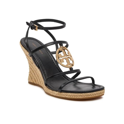 Sandały damskie Tory Burch na koturnie z klamrą eleganckie 