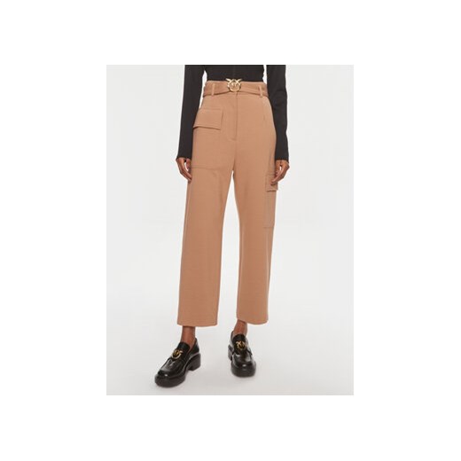 Pinko Spodnie materiałowe Perlita 101859 A184 Brązowy Regular Fit ze sklepu MODIVO w kategorii Spodnie damskie - zdjęcie 170237889