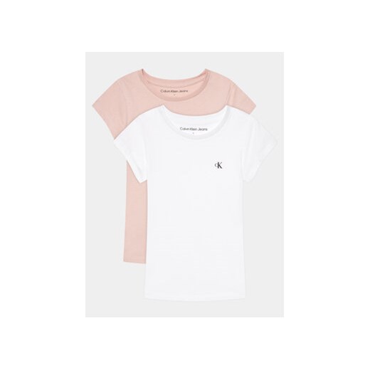 Calvin Klein Jeans Komplet 2 t-shirtów Monogram IG0IG01258 Biały Slim Fit ze sklepu MODIVO w kategorii Bluzki dziewczęce - zdjęcie 170238277