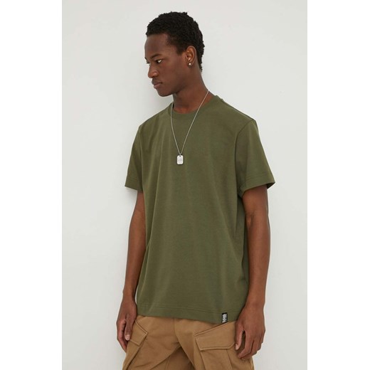 G-Star Raw t-shirt bawełniany kolor zielony gładki ze sklepu ANSWEAR.com w kategorii T-shirty męskie - zdjęcie 170238617